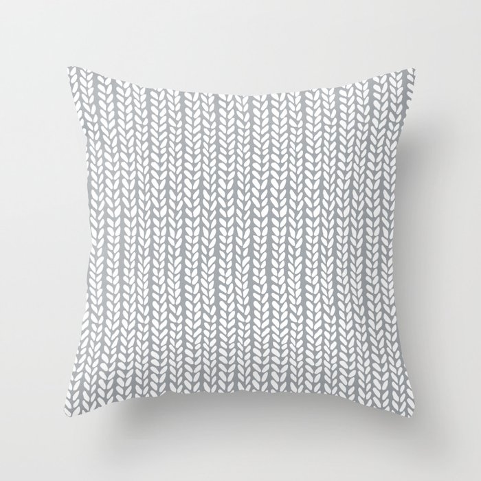 Knit Wave Grey Throw Pillow