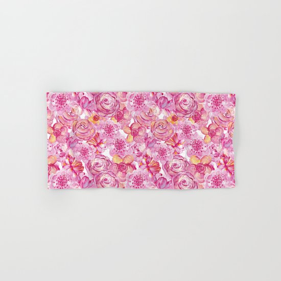 Rose pattern - Floral roses watercolor pattern Hand & Bath Towel