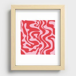 Pink and Red Retro Aesthetic Wavy Lines Recessed Framed Print