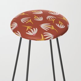 Modern Retro Loose Floral Pattern Venetian Red Counter Stool
