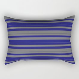 [ Thumbnail: Midnight Blue and Dim Grey Colored Striped Pattern Rectangular Pillow ]