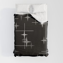 Mid Century Modern Stars (Black) Duvet Cover