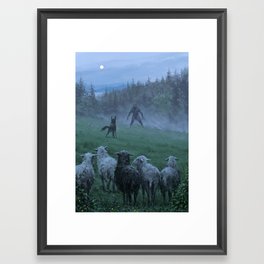 Shepherd and his faithful dog Framed Art Print