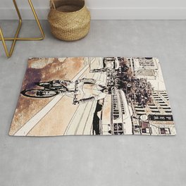 A moment in the city in watercolor color Rug