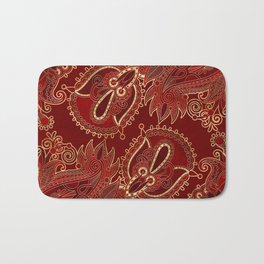Paisley Floral  Ornament Ruby red and gold Bath Mat | Blackcherry, Damask, Luxury, Rubyred, Patternpaisley, Golden, Cardinalred, Asian, Mehendi, Deco 