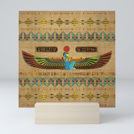 Egyptian Goddess Isis Ornament on papyrus Mini Art Print