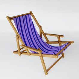 [ Thumbnail: Purple & Dark Blue Colored Pattern of Stripes Sling Chair ]