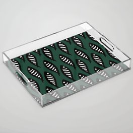 Abstract black and white fish pattern Pine green Acrylic Tray