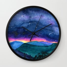Good Night Smoky Mountains Wall Clock | Watercolor, Milkyway, Nature, Painting, Nationalpark, Mountains, Justine, Night, Smokies, Stars 