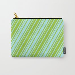 [ Thumbnail: Turquoise and Green Colored Lined Pattern Carry-All Pouch ]
