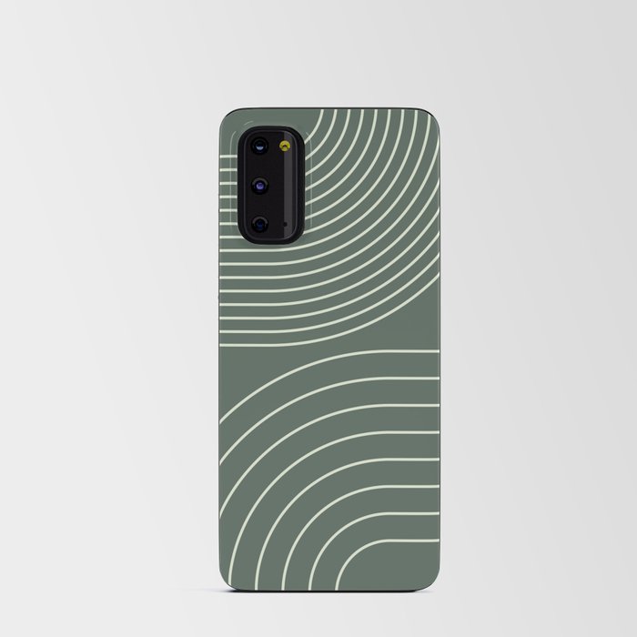 Geometric Lines Pattern 1 in Sage Green (Rainbow Abstract) Android Card Case