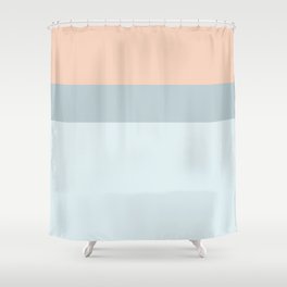 Modern  pastel coral blue color block stripes Shower Curtain