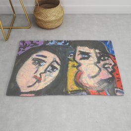 Two lovers expressionist painting Rug
