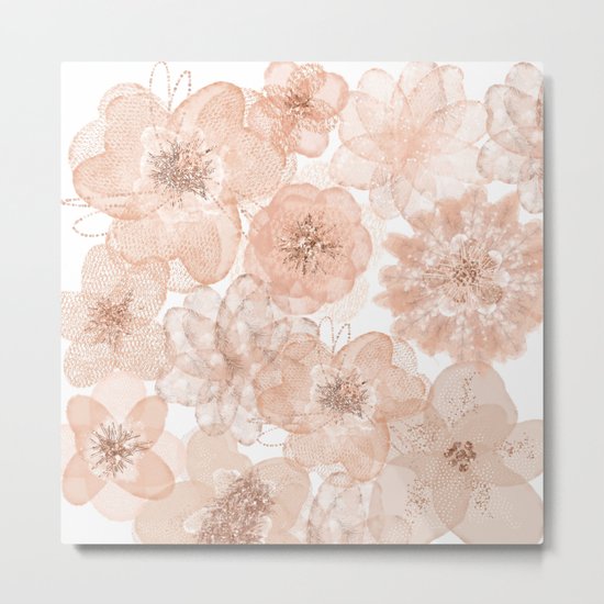 Flowers and Lace- Floral pattern in pink Metal Print