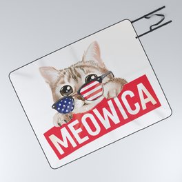 Meowica American Cat Independence Day Picnic Blanket