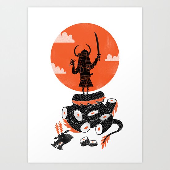Samurai Sushi Art Print