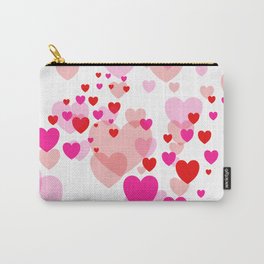 Flying Hearts pink red color Carry-All Pouch | Heart, Many, Geometric, February, Red, Pattern, Love, Design, Geometry, Modern 