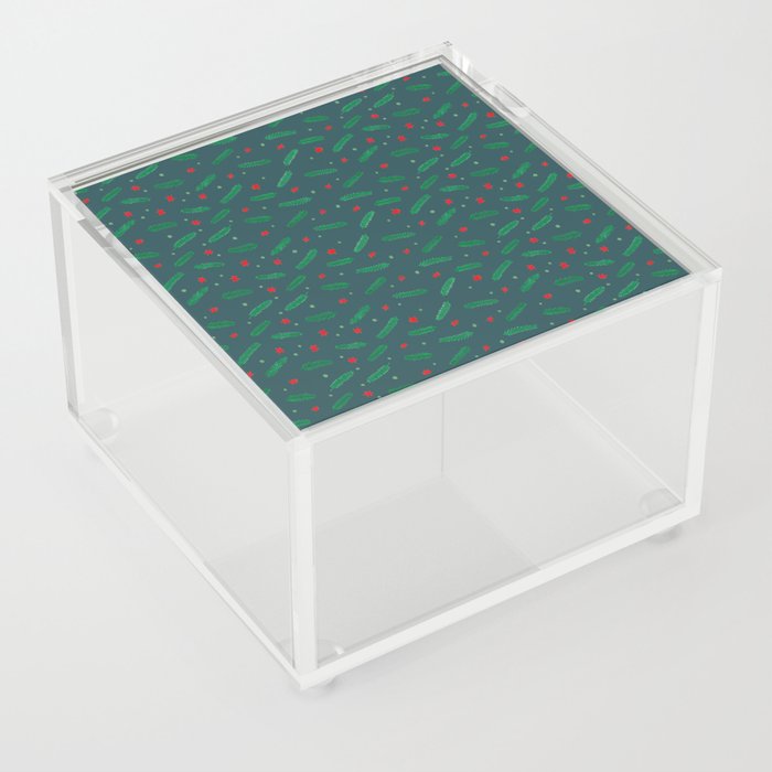 Christmas branches and stars - green Acrylic Box