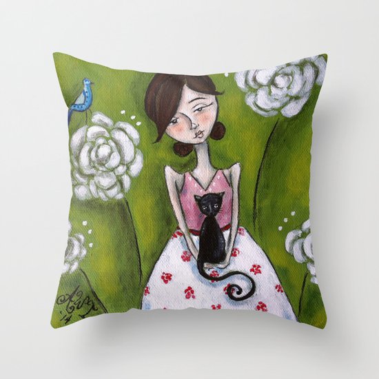 Cat Lady Throw Pillow