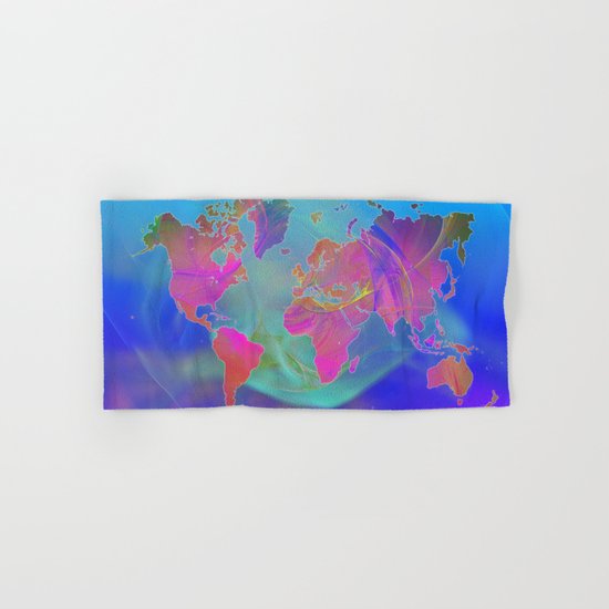 World Map Fractal Hand & Bath Towel
