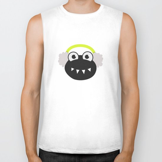 Purple Cute Cartoon Bug With Earflaps In Winter Biker Tank