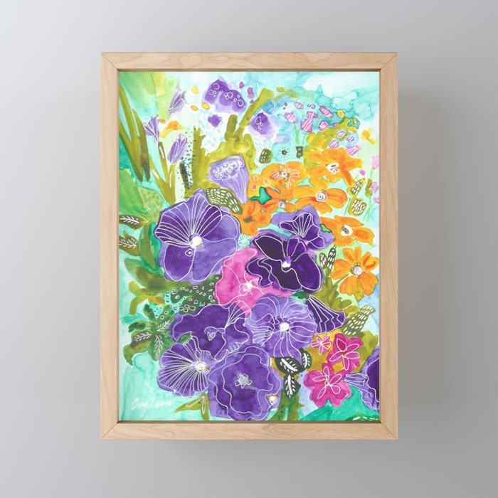 Purple Petunias Framed Mini Art Print