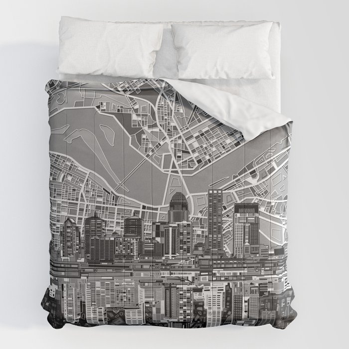 louisville city skyline 3 Comforter by Bekim ART