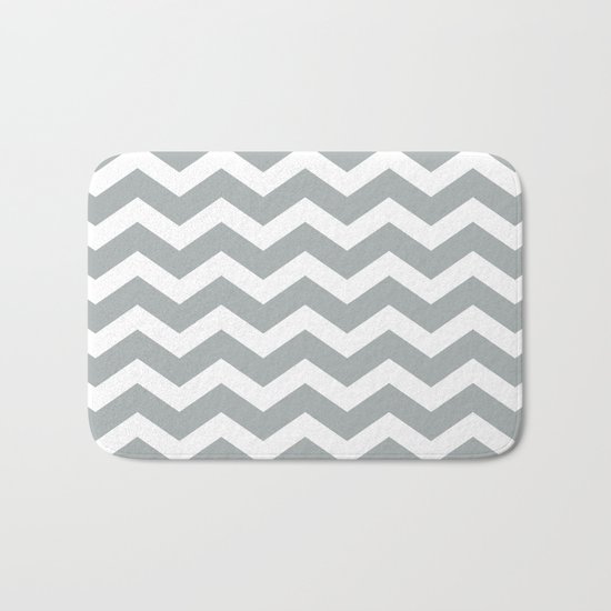 Chevron Grey & White Bath Mat