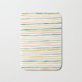 Pink, Teal, and Gold Stripes Bath Mat