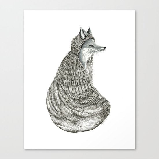 Fox- Feathered. Canvas Print