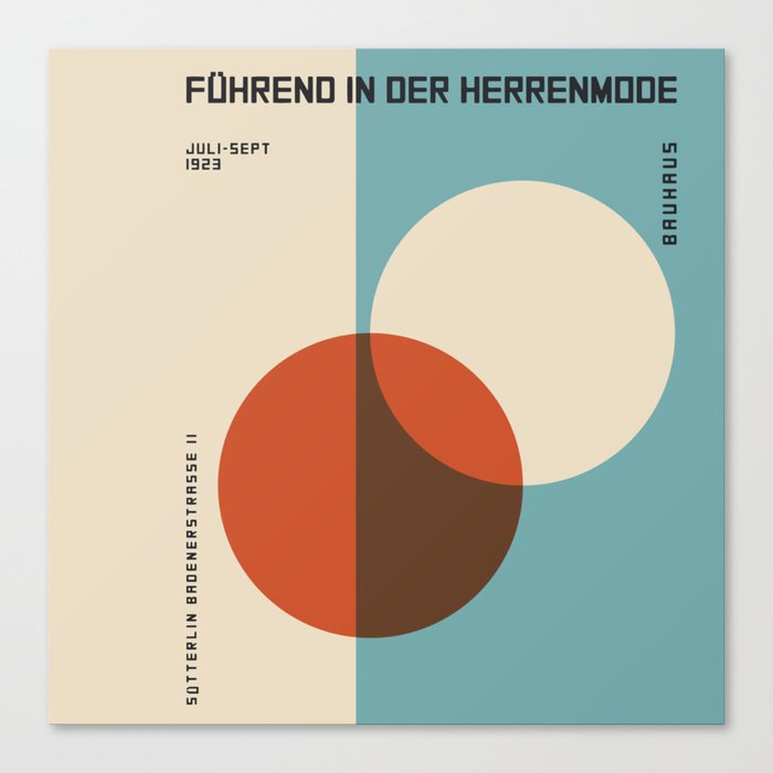 Bauhaus Poster 2 Overlapping Circles Canvas Print