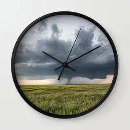 High Risk - Wide Angle View of Tornado in Kansas Wall Clock