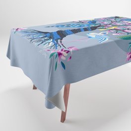 Tropical Birds Tree of Life – Powder Blue Tablecloth