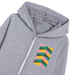 Triangles in Pink Green and Yellow Kids Zip Hoodie