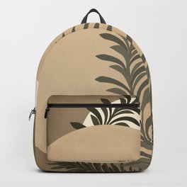 Abstract palm leaves tan colors Backpack
