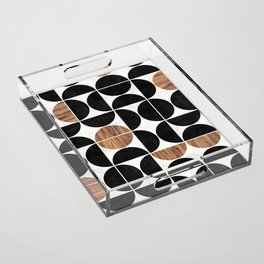 Mid-Century Modern Pattern No.1 - Concrete and Wood Acrylic Tray