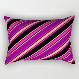 [ Thumbnail: Purple, Deep Pink, Black & Light Salmon Colored Striped Pattern Rectangular Pillow ]
