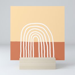 neutral pink abstract rainbow design Mini Art Print