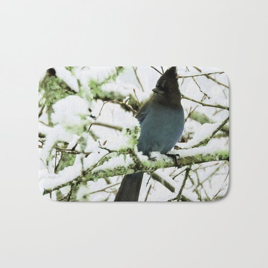 Steller's Jay in the Snow Bath Mat