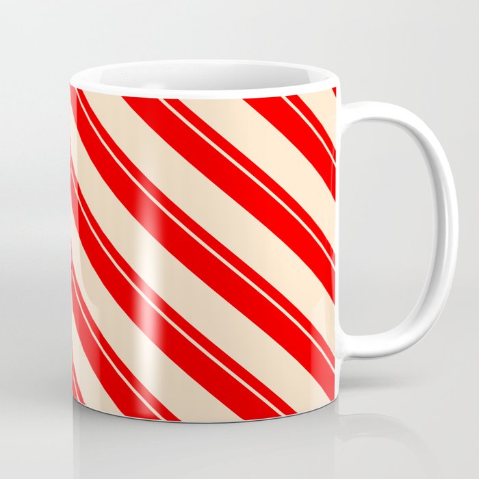 Red & Bisque Colored Pattern of Stripes Coffee Mug