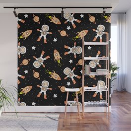 Cute Astronaut - Space Rockets Planets  Wall Mural