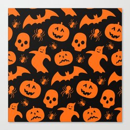 Halloween Spooky Trick-Or-Treat Black & Orange Canvas Print
