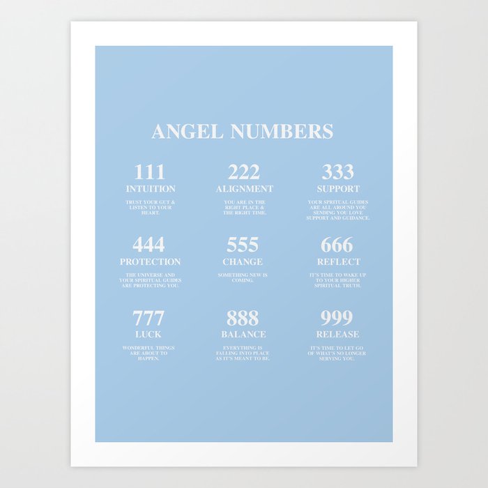 angel numbers Art Print