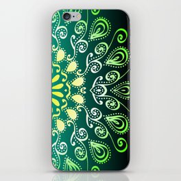 Dramatic Pop-Art Mandala in Black and Green iPhone Skin