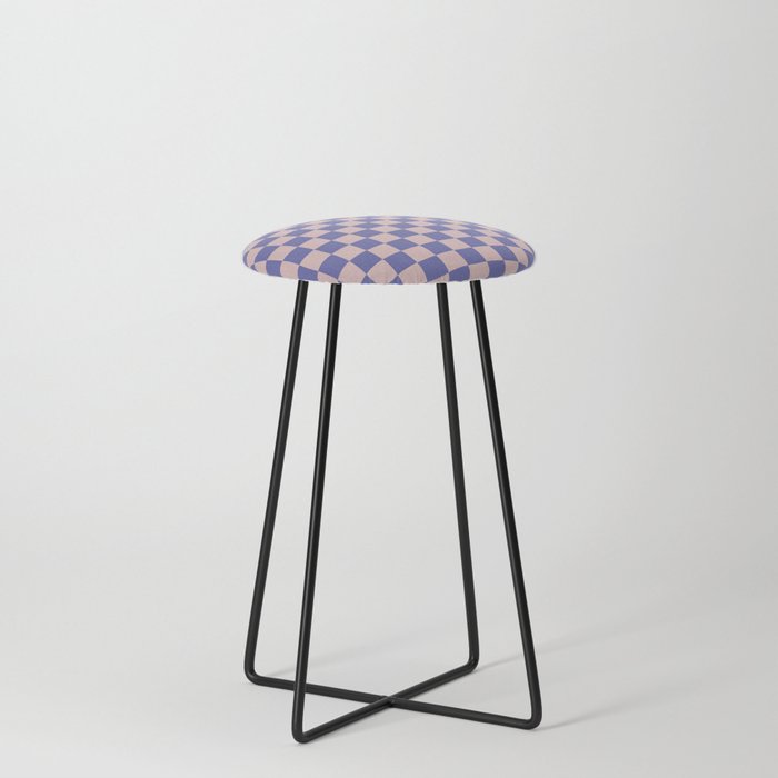 checkerboard very peri and dust pink Counter Stool