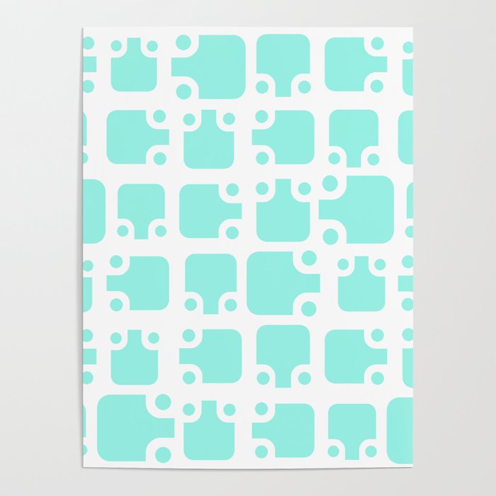 Mid Century Modern Abstract Pattern Mint Green 1 Poster
