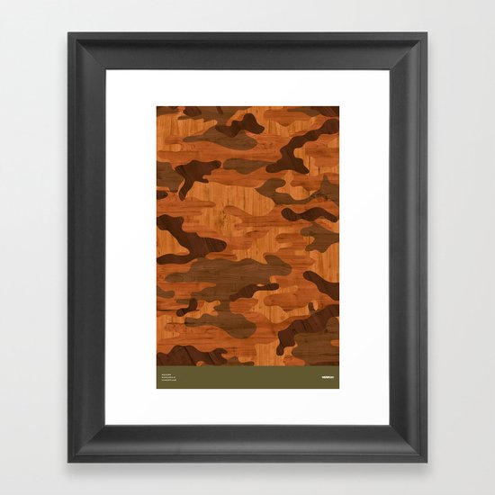 Modern Woodgrain Camouflage / Woodland Print Framed Art Print