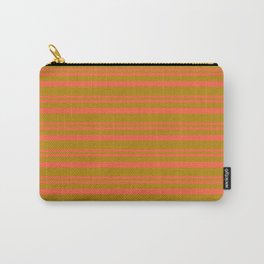 [ Thumbnail: Red and Dark Goldenrod Colored Lined/Striped Pattern Carry-All Pouch ]