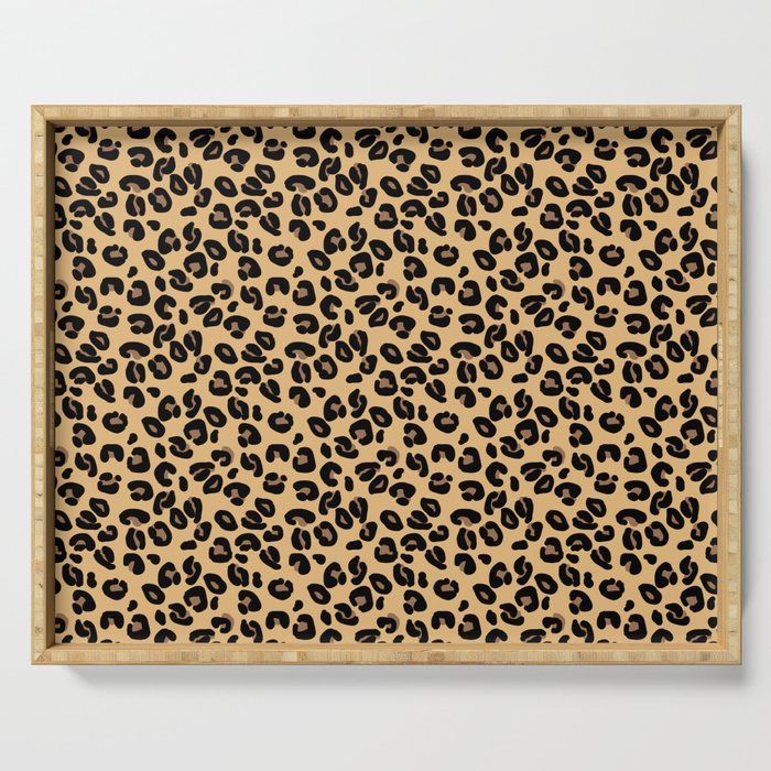 Classic Black and Yellow / Brown Leopard Spots Animal Print Pattern Serving Tray