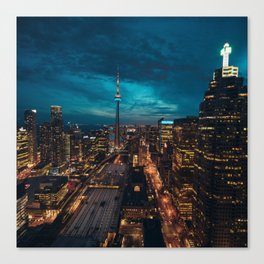 Canada Photography - Toronto Train Station In The Night Canvas Print